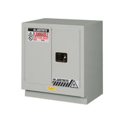 Justrite Under Fume Hood Solvent/Flammable Liquid Safety Cabinet - Cap. 19 Gal. - 1 Shelf - 2 M/C Doors - Silver - 883004