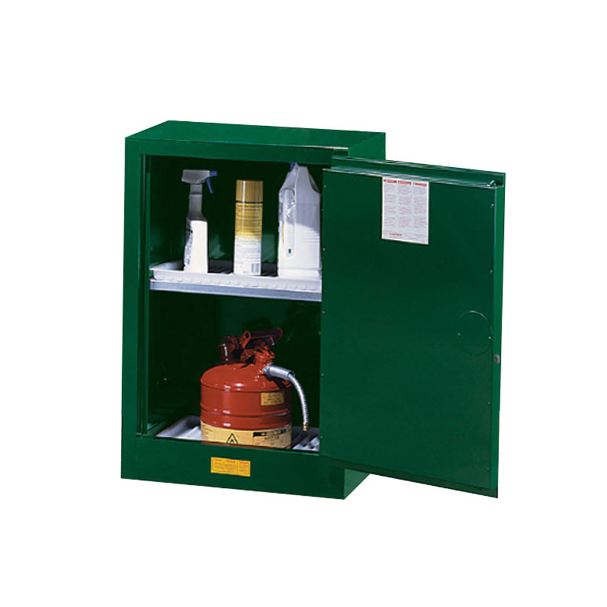 Justrite Sure-Grip Ex Compac Pesticides Safety Cabinet - Cap. 12 Gal. - 1 Adjustable Shelf - 1 S/C Door - Green - 891224