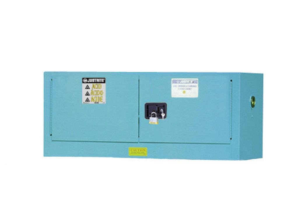 Justrite Chemcor Piggyback Corrosives/Acids Safety Cabinet - Cap. 12 Gallons - 2 Self-Close Doors - Blue - 8913222