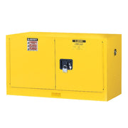 Justrite Sure-Grip Ex Wall Mount Flammable Safety Cabinet - Cap 17 Gallons - 1 Shelf - 2 M/C Doors - Yellow - 8917008