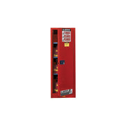 Justrite Sure-Grip Ex Slimline Flammable Safety Cabinet - Cap. 22 Gallons - 3 Shelves - 1 S/C Door - Red - 892221