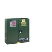 Justrite Sure-Grip Ex Pesticides Safety Cabinet - Dims. 44"H - Cap. 30 Gal. - 1 Shelf - 2 M/C Doors - Green - 893004