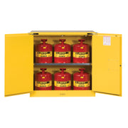 Justrite Sure-Grip Ex Safety Cabinet/Can Package - Cap. 30-Gal. Cabinet W/Cans - 2 Shlvs - 2 S/C Doors - Yellow - 8930208