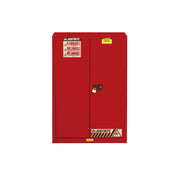 Justrite Sure-Grip Ex Flammable Safety Cabinet - Cap. 45 Gallons - 2 Shelves - 2 Manual-Close Doors - Red - 894501
