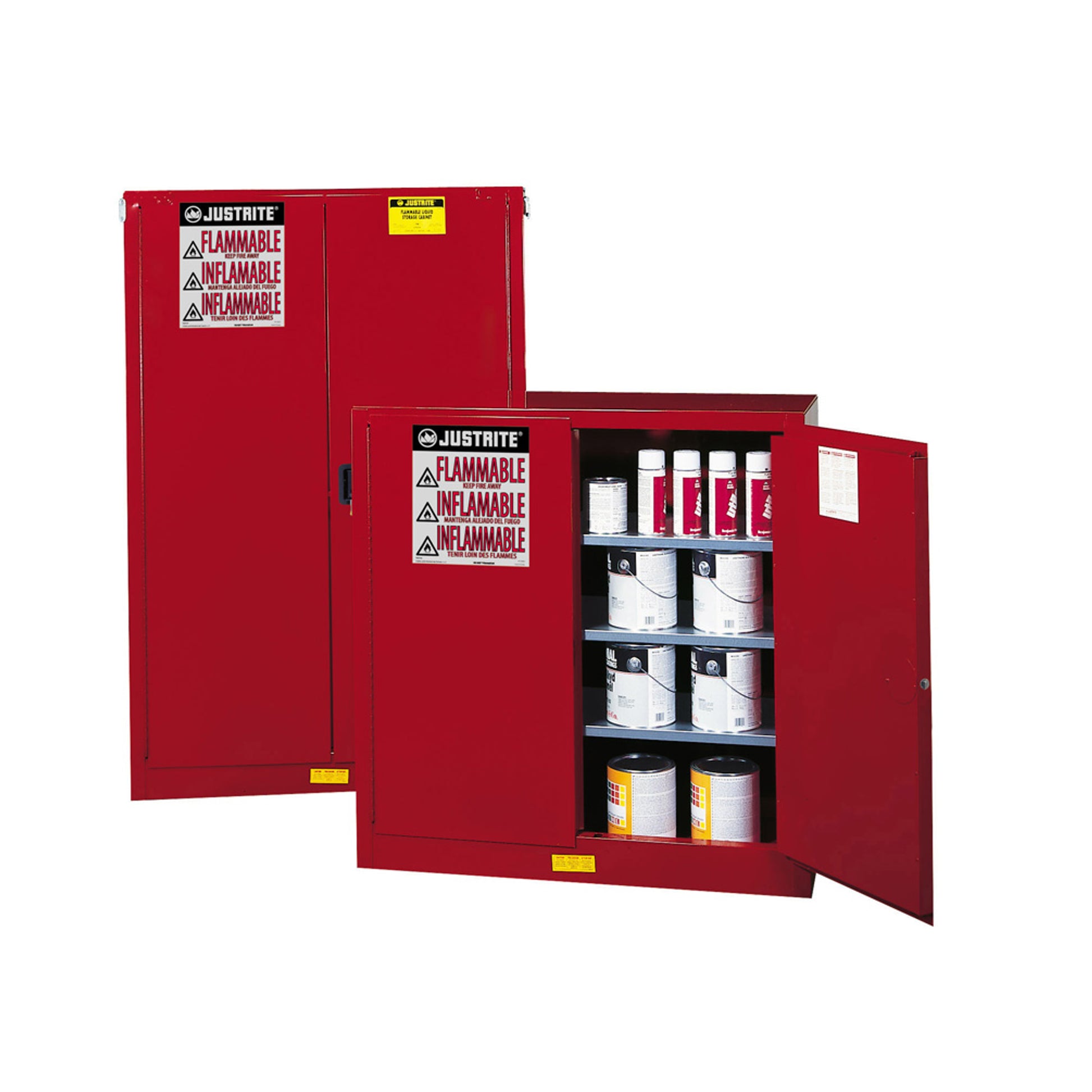 Justrite Sure-Grip Ex Combustibles Safety Cabinet For Paint And Ink - Cap. 60 Gal. - 5 Shelves - 2 M/C Dr - Yellow - 894510