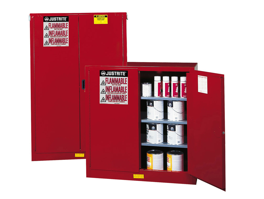 Justrite Sure-Grip Ex Combustibles Safety Cabinet For Paint And Ink - Cap. 60 Gal. - 5 Shelves - 2 M/C Dr - Yellow - 894510