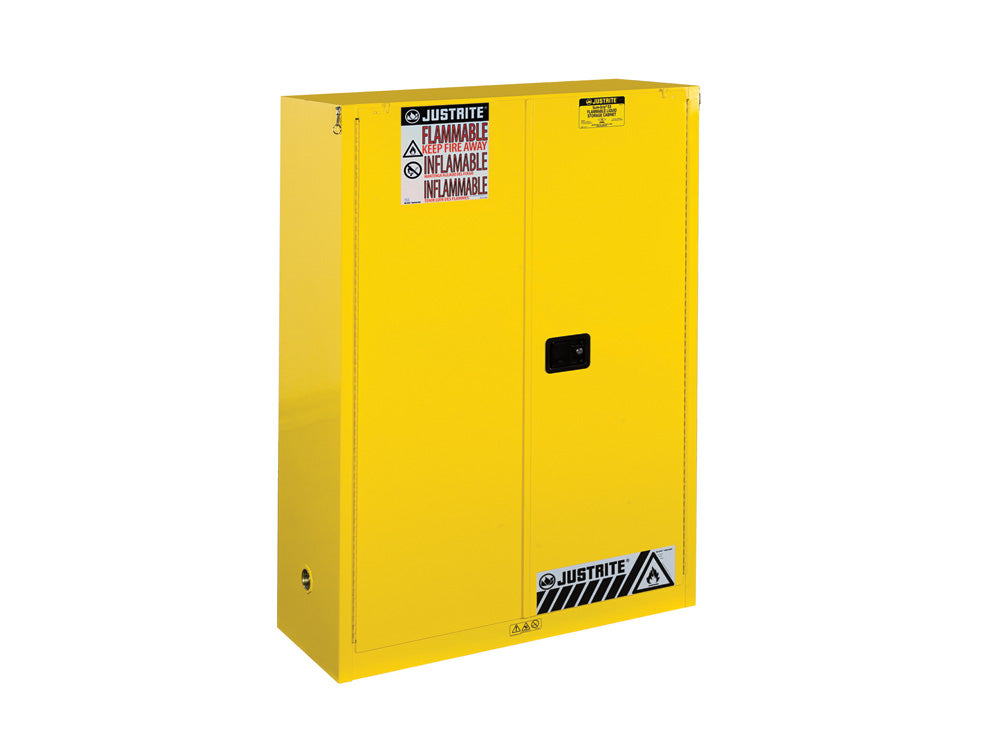 Justrite Sure-Grip Ex Combustibles Safety Cabinet For Paint And Ink - Cap. 60 Gal. - 5 Shelves - 2 S/C Dr - Yel - 894530