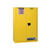Justrite Sure-Grip Ex Combustibles Safety Cabinet For Paint And Ink - Cap. 60 Gal. - 5 Shlvs - 1 Bifld Dr - Yel - 894590
