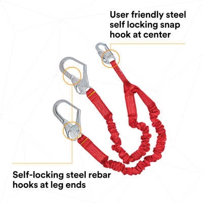 3M Protecta Pro Stretch 100% Tie-Off Shock Absorbing Lanyard - 1340161