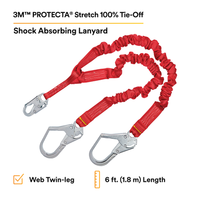 3M Protecta Pro Stretch 100% Tie-Off Shock Absorbing Lanyard - 1340161