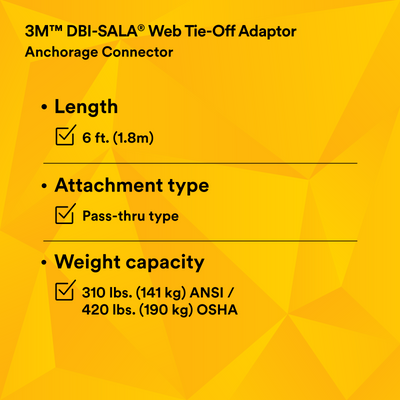 3M DBI-SALA Pass-Thru Web Tie-Off Adapter Anchor - Polyester - 6 ft - 1003006