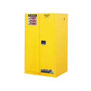Justrite Sure-Grip Ex Flammable Safety Cabinet - Cap. 60 Gallons - 2 Shelves - 2 Manual-Close Doors - Yellow - 896000