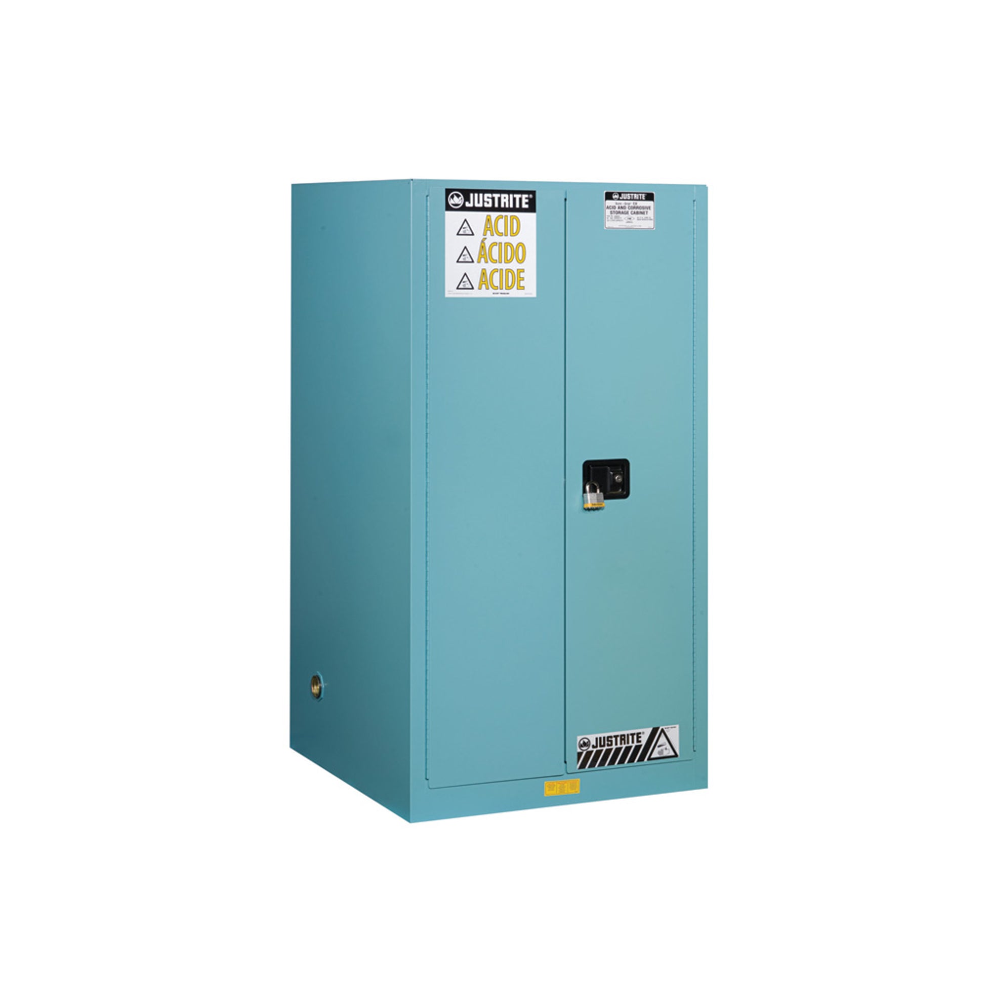 Justrite Chemcor Corrosives/Acids Safety Cabinet - Cap 60 Gallons - 2 Shelves - 2 Self-Close Doors - Blue - 8960222