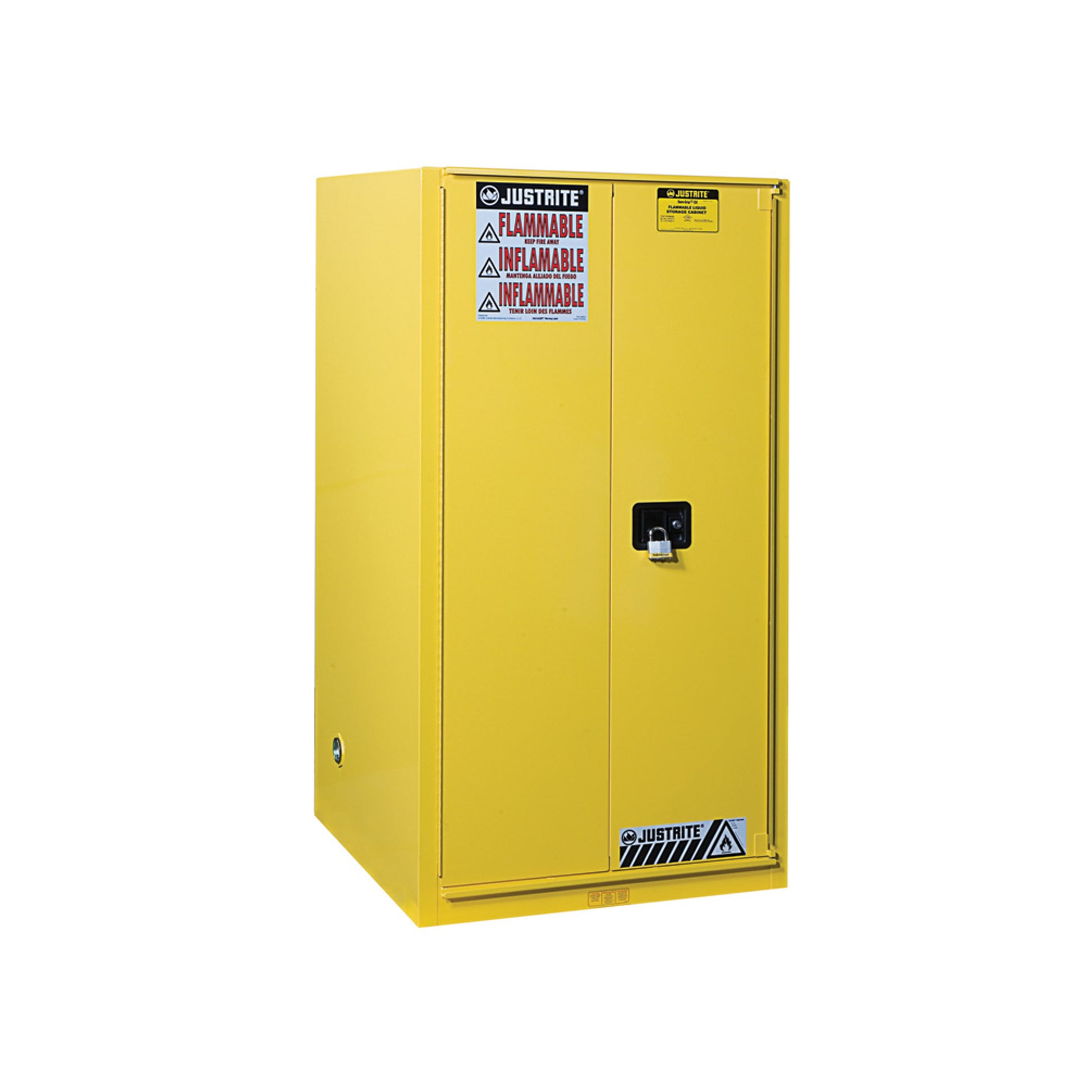 Justrite Sure-Grip Ex Combustibles Safety Cabinet For Paint And Ink - Cap. 96 Gal. - 5 Shelves - 2 S/C Dr - Yel - 896030