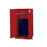 Justrite Sure-Grip Ex Vertical Drum Safety Cabinet And Drum Rollers - Cap. 55 Gal. - 1 Shlf - 2 M/C Doors - Red Red - 896261