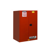 Justrite Sure-Grip Ex Flammable Safety Cabinet - Cap. 90 Gallons - 2 Shelves - 2 Manual-Close Doors - Red - 899001