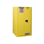 Justrite Sure-Grip Ex Flammable Safety Cabinet - Cap. 90 Gallons - 2 Shelves - 1 Bi-Fold S/C Door - Yellow - 899080