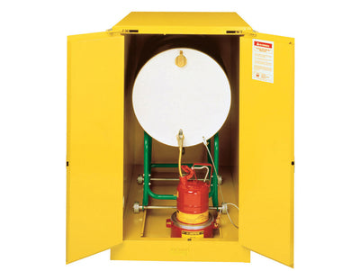 Justrite Sure-Grip Ex Horizontal Drum Safety Cabinet With Cradle Track - Cap. 55-Gal. Drum - 2 S/C Doors - Yellow. Drum Cradle Sold Separately - 899320
