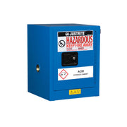 Justrite Chemcor Countertop Hazardous Material Safety Cabinet - Cap. 4 Gal. - 1 Shelf - 1 S/C Door - Royal Blue - 8604282