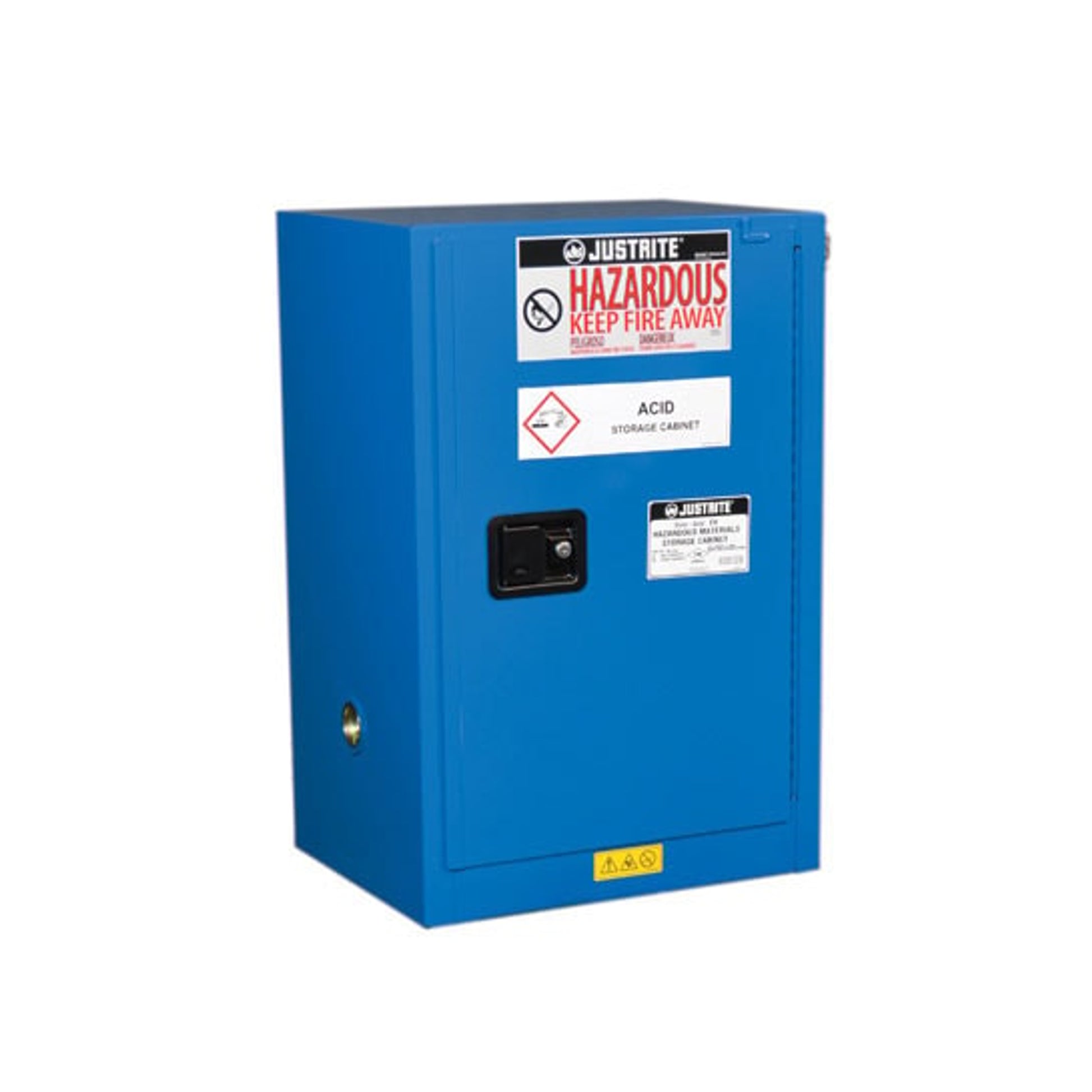 Justrite Chemcor Compac Hazardous Material Safety Cabinet - Cap. 12 Gal. - 1 Shelf - 1 S/C Door - Royal Blue - 8612282