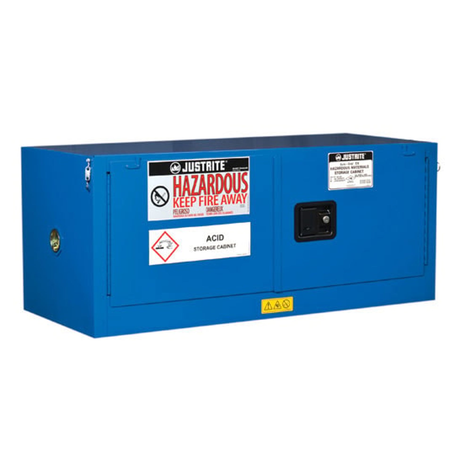 Justrite Chemcor Piggyback Hazardous Material Safety Cabinet - Cap. 12 Gals - 2 Self-Close Doors - Royal Blue - 8613282