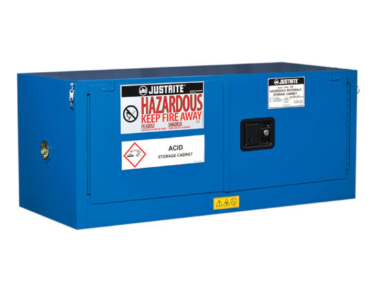 Justrite Chemcor Piggyback Hazardous Material Safety Cabinet - Cap. 12 Gals - 2 Self-Close Doors - Royal Blue - 8613282
