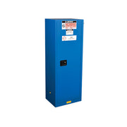 Justrite Chemcor Slimline Hazardous Material Safety Cabinet - Cap. 22 Gal - 3 Shlvs - 1 S/C Dr - Royal Blue - 8622282