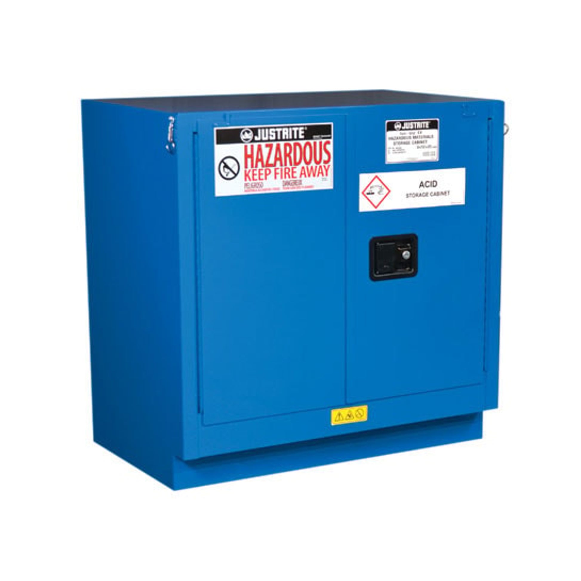 Justrite Chemcor Undercounter Hazardous Material Safety Cabinet - Cap. 22 Gal - 1 Shlf - 2 S/C Drs - Royal Blue - 8623282