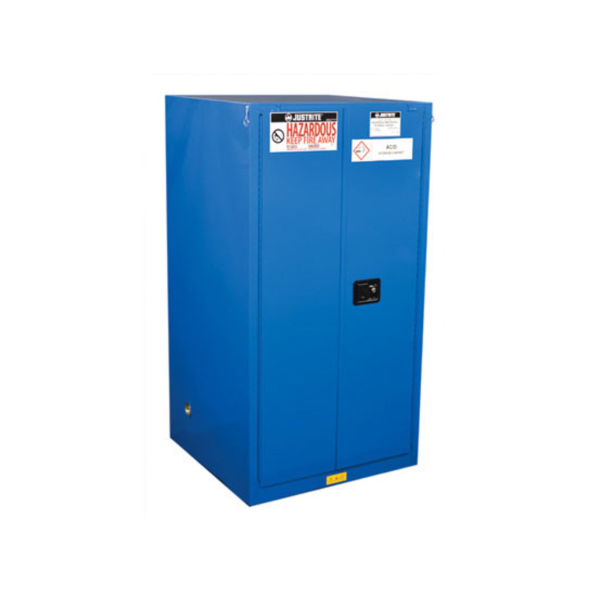 Justrite Chemcor Hazardous Material Safety Cabinet - Cap. 60 Gal. - 2 Shelves - 2 Self-Close Doors - Royal Blue - 8660282