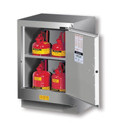 Justrite Under Fume Hood Solvent/Flammable Liquid Safety Cabinet - Cap. 15 Gal. - 1 Shlf - 1 M/C Rgt Door - Silver - 882404