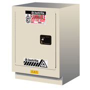 Justrite Under Fume Hood Solvent/Flammable Liquid Safety Cabinet - Cap. 15 Gal. - 1 Shlf - 1 S/C Lft Dr - Light Neutral - 882437