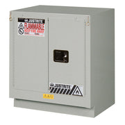Justrite Under Fume Hood Solvent/Flammable Liquid Safety Cabinet - Cap. 19 Gal. - 1 Shelf - 2 S/C Doors - Silver - 883024