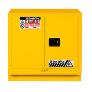 Justrite Under Fume Hood Solvent/Flammable Liquid Safety Cabinet - Cap. 23 Gal. - 1 Shelf - 2 S/C Doors - Yellow - 883620