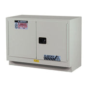 Justrite Under Fume Hood Solvent/Flammable Liquid Safety Cabinet - Cap. 23 Gal. - 1 Shelf - 2 S/C Doors - Silver - 883624