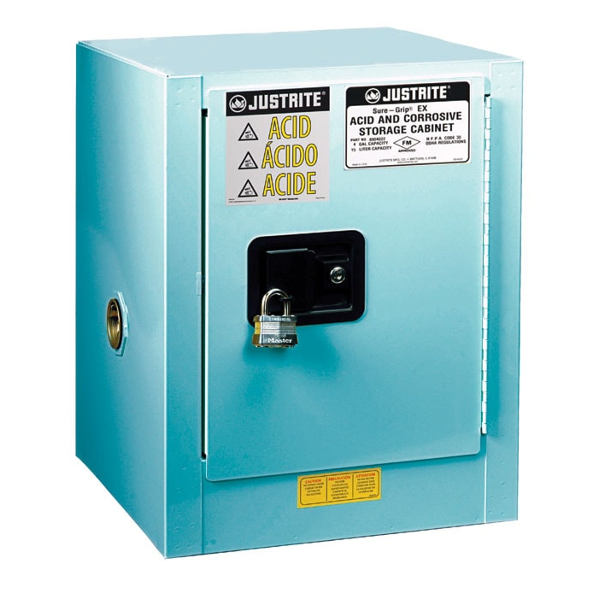 Justrite Chemcor Countertop Corrosives/Acids Safety Cabinet - Cap. 4 Gallons. - 1 Shelf - 1 M/C Door - Blue - 8904022