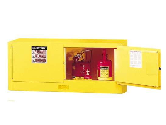 Justrite Sure-Grip Ex Piggyback Flammable Safety Cabinet - Cap. 12 Gallons - 2 Manual-Close Doors - Yellow - 891300