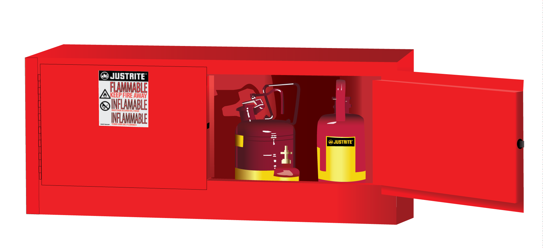 Justrite Sure-Grip Ex Piggyback Flammable Safety Cabinet - Cap. 12 Gallons - 2 Manual-Close Doors - Red - 891301