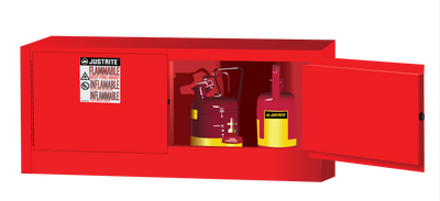 Justrite Sure-Grip Ex Piggyback Flammable Safety Cabinet - Cap. 12 Gallons - 2 Manual-Close Doors - Red - 891301