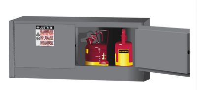 Justrite Sure-Grip Ex Piggyback Flammable Safety Cabinet - Cap. 12 Gallons - 2 Manual-Close Doors - Gray - 891303