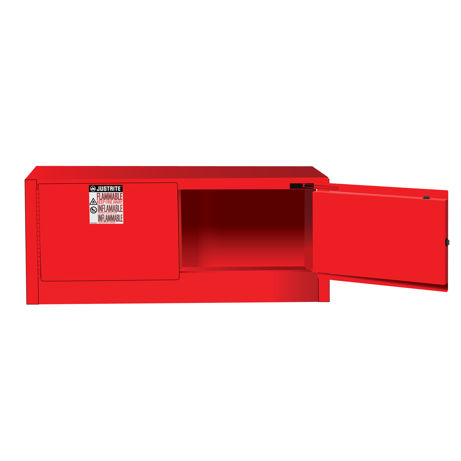 Justrite Sure-Grip Ex Piggyback Flammable Safety Cabinet - Cap. 12 Gallons - 2 Self-Close Doors - Red - 891321