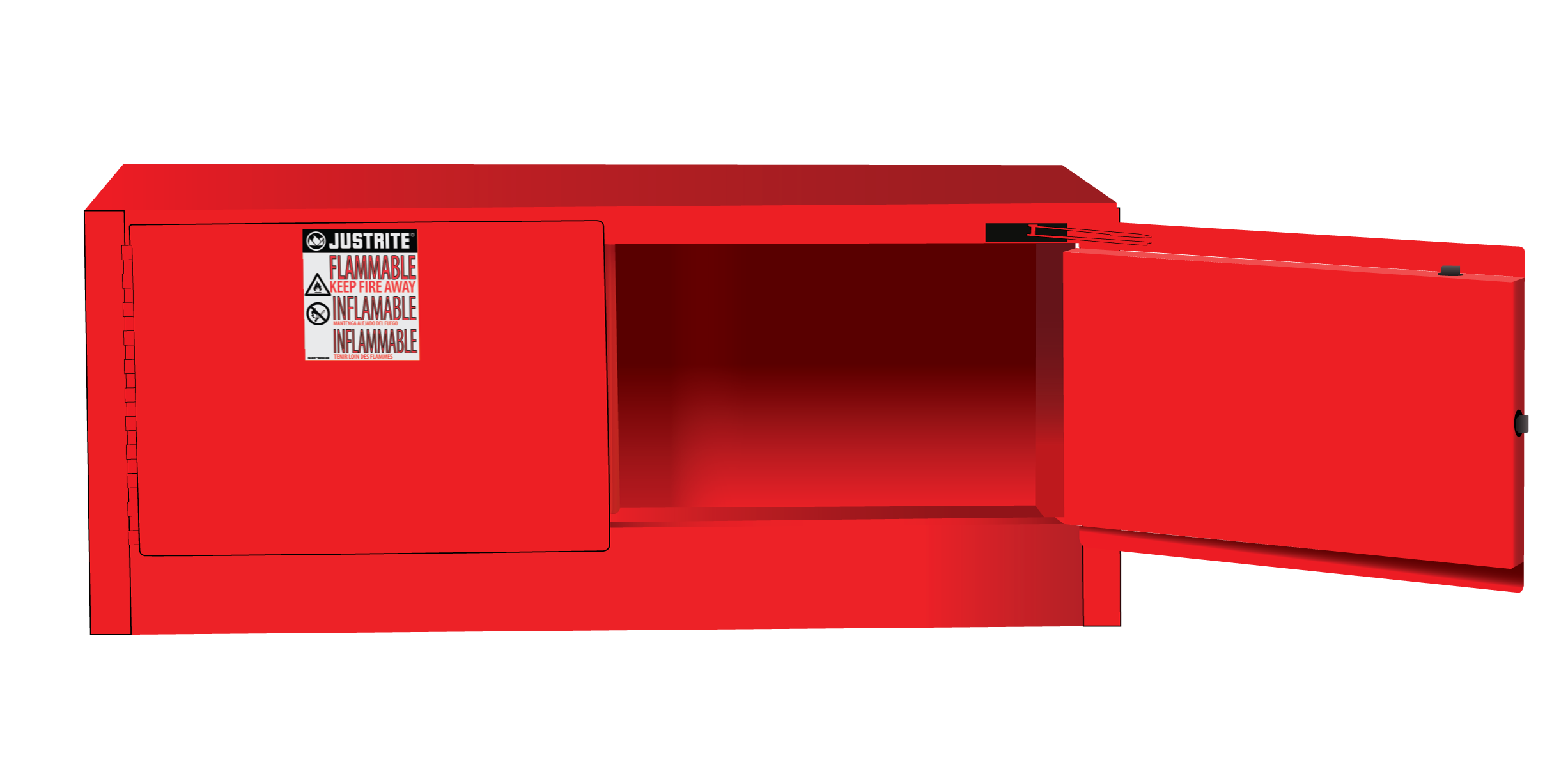 Justrite Sure-Grip Ex Piggyback Flammable Safety Cabinet - Cap. 12 Gallons - 2 Self-Close Doors - Red - 891321