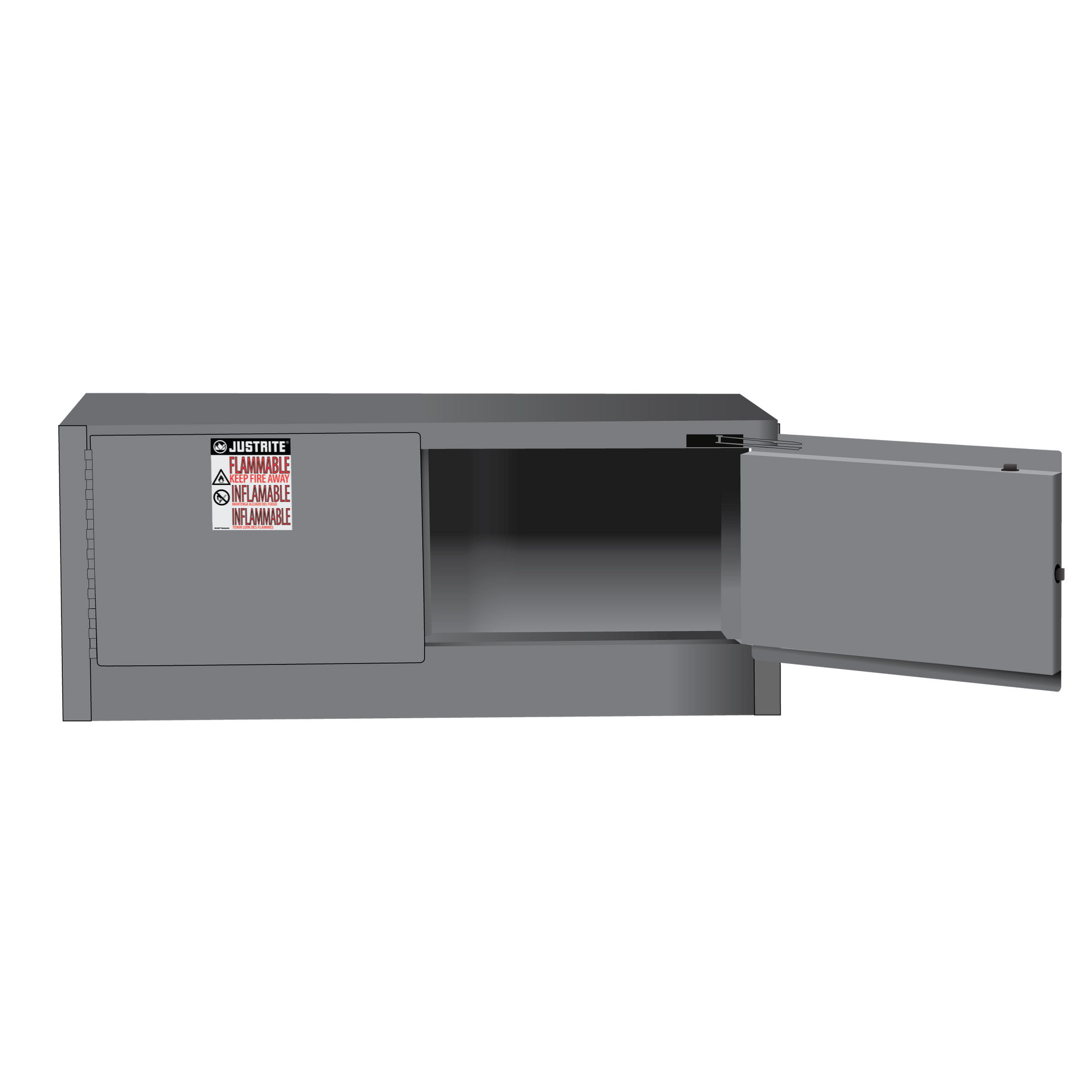 Justrite Sure-Grip Ex Piggyback Flammable Safety Cabinet - Cap. 12 Gallons - 2 Self-Close Doors - Gray - 891323