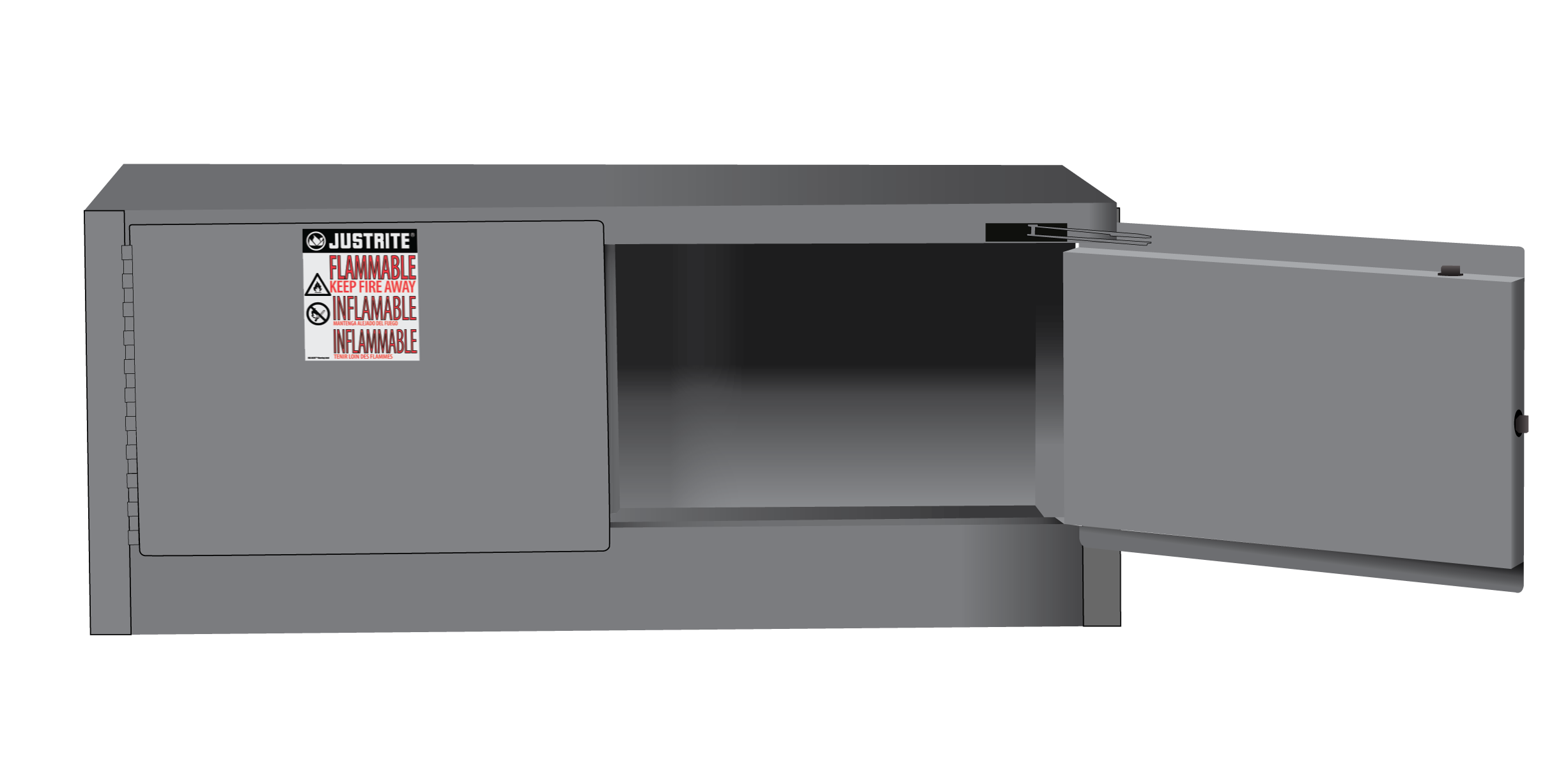 Justrite Sure-Grip Ex Piggyback Flammable Safety Cabinet - Cap. 12 Gallons - 2 Self-Close Doors - Gray - 891323