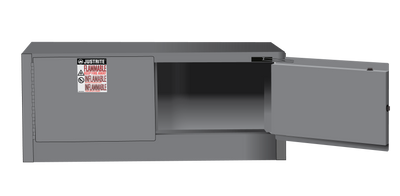 Justrite Sure-Grip Ex Piggyback Flammable Safety Cabinet - Cap. 12 Gallons - 2 Self-Close Doors - Gray - 891323