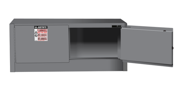 Justrite Sure-Grip Ex Piggyback Flammable Safety Cabinet - Cap. 12 Gallons - 2 Self-Close Doors - Gray - 891323