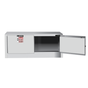 Justrite Sure-Grip Ex Piggyback Flammable Safety Cabinet - Cap. 12 Gallons - 2 Self-Close Doors - White - 891325