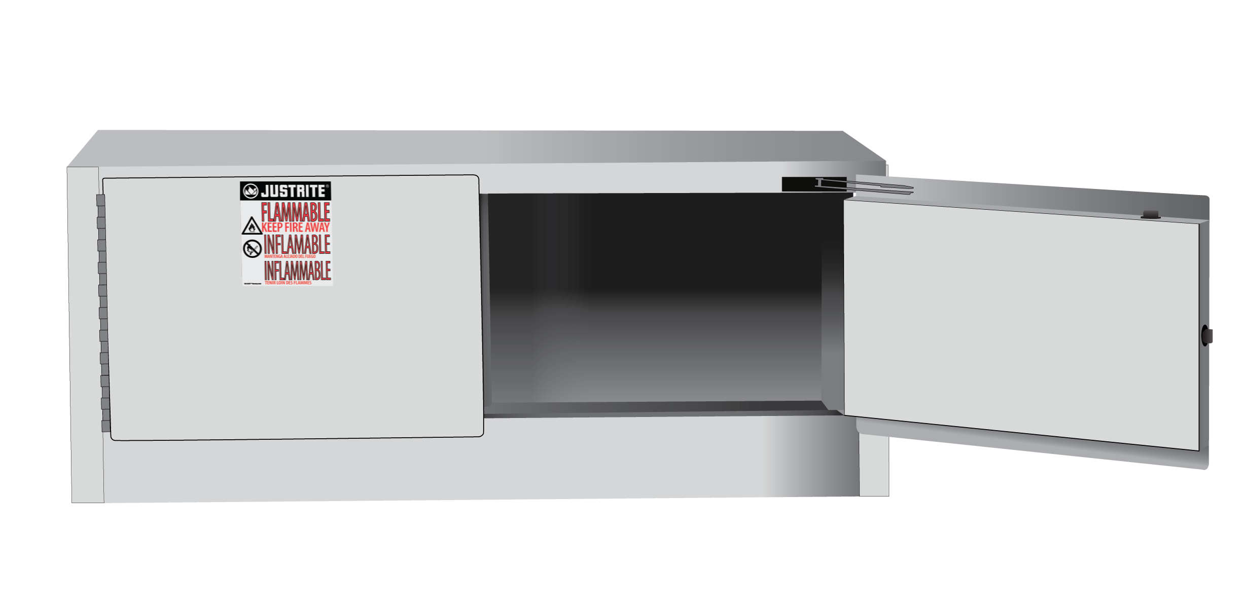 Justrite Sure-Grip Ex Piggyback Flammable Safety Cabinet - Cap. 12 Gallons - 2 Self-Close Doors - White - 891325