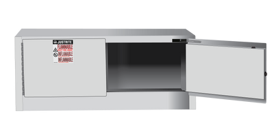 Justrite Sure-Grip Ex Piggyback Flammable Safety Cabinet - Cap. 12 Gallons - 2 Self-Close Doors - White - 891325