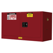 Justrite Sure-Grip Ex Piggyback Flammable Safety Cabinet - Cap. 17 Gallons - 1 Shelf - 2 M/C Doors - Red - 891701