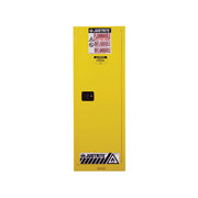 Justrite Sure-Grip Ex Slimline Flammable Safety Cabinet - Cap. 22 Gallons - 3 Shelves - 1 S/C Door - Yellow - 892220